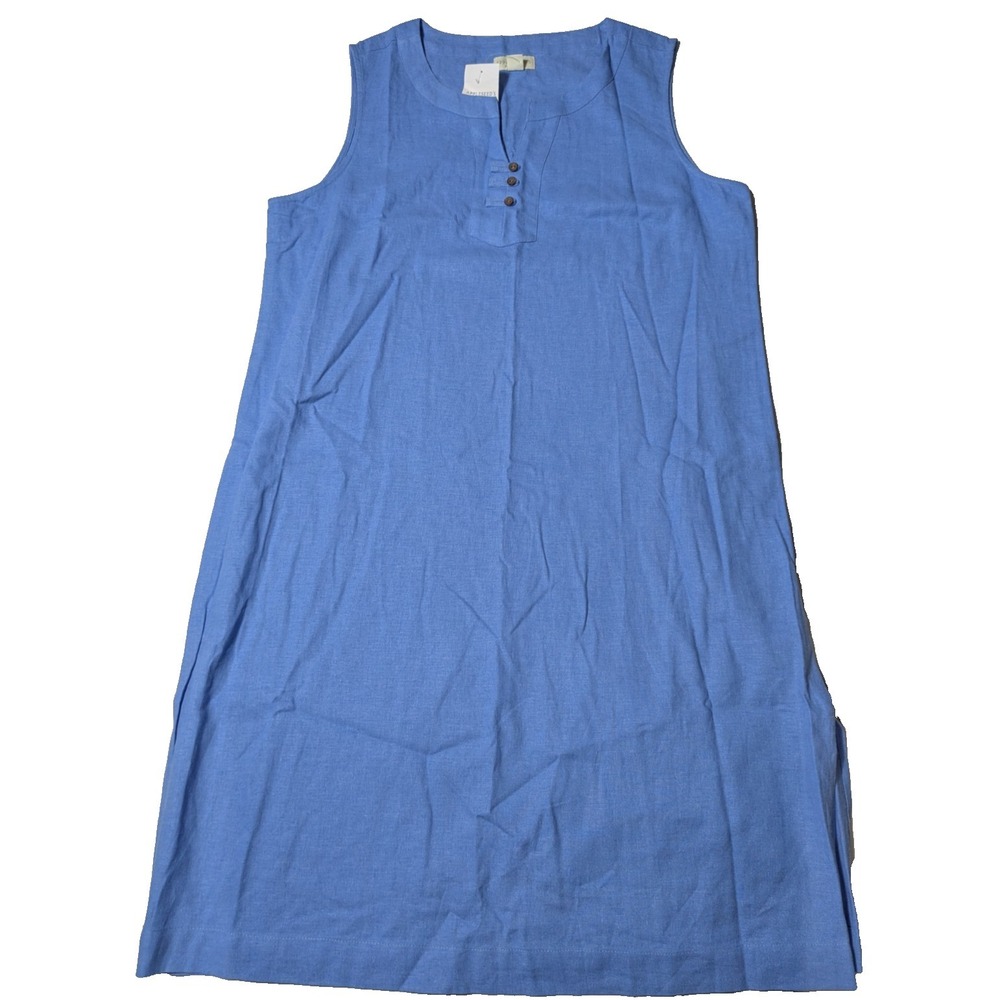 APPLESEED'S PETITES Blue Linen Blend Sleeveless Midi Tank Dress - Women 18P NEW